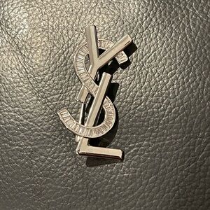 Fashion Jewelry Silver Tone Interlocking Logo Brooch